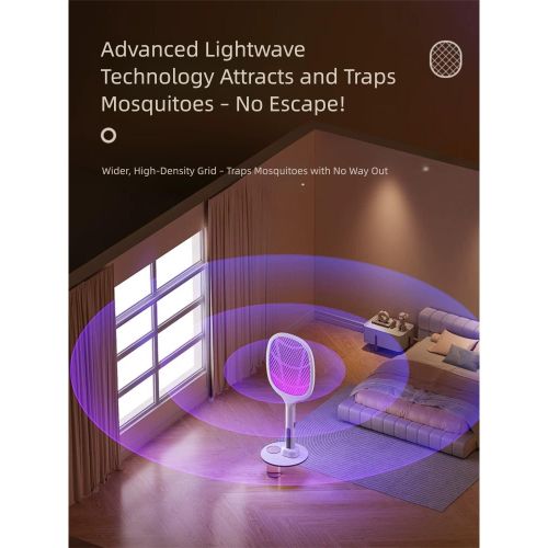 2-in-1 Electric Mosquito Swatter & Lamp – Rechargeable Insect Repellent with Triple Safety Mesh, LED Indicator, Anti-Shock Design for Night Use