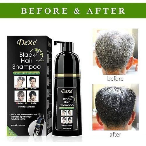 Dexe 400ML BLACK HAIR DYE SHAMPOO Instant Black Hair Color for Men Women/ Black Hair Color