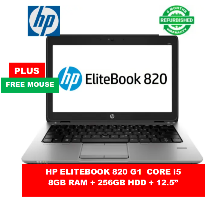 (Anniversary Offer!) HP ELITEBOOK 820 G1 CORE I5 8GB RAM /  256GB SSD Refurbished 6 Months Warranty Installed Windows 11 Sealed Laptop Computer Notebook 12.5” Inches Plus Free Mouse