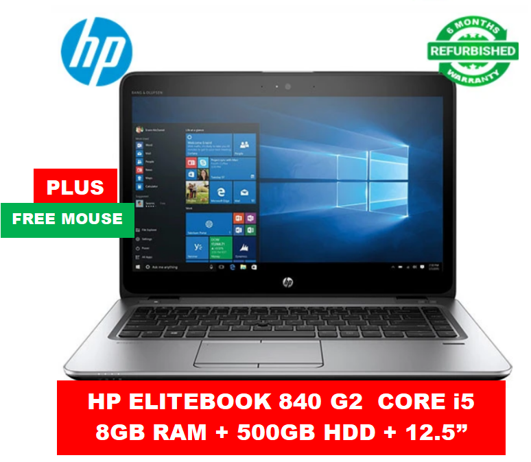 (Anniversary Offer!)  HP ELITEBOOK 840 G2 Core i5 8GB RAM / 500GB HDD Refurbished Laptop 6 Months Warranty  14” Backlit Keyboard Plus Free Mouse Computer Notebook