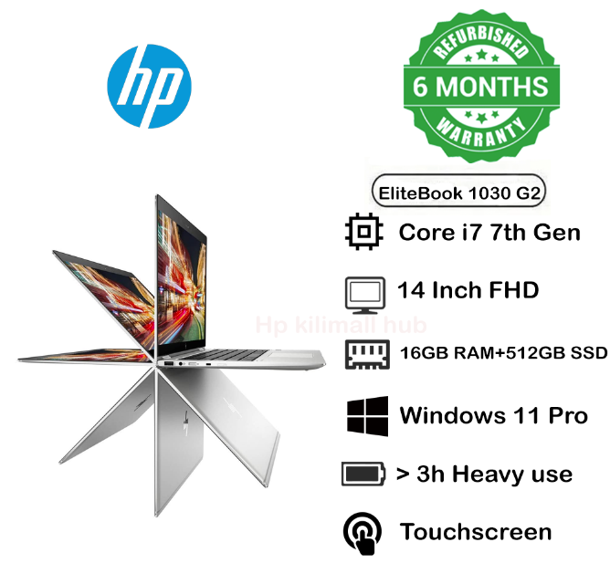 (FREE MOUSE) TOUCHSCREEN HP ELITEBOOK 1030 G2, INTEL CORE i7 7TH GENERATION, 16GB RAM 512GB SSD REFURBISHED LAPTOP X360 INSTALLED WINDOWS 11 PRO