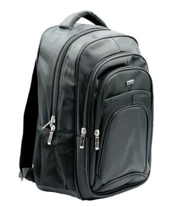 Laptop Backpack – Durable Waterproof Travel Office School Bag – Multi-Compartment Black Bag. Classic Multi-Zipper School & Office Bag with Side Mesh Pockets