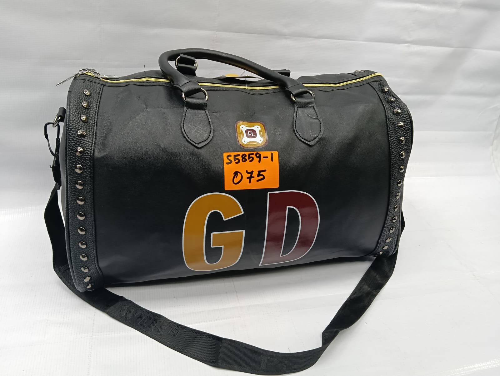 classic patent leather Large travel bag with silver spikes