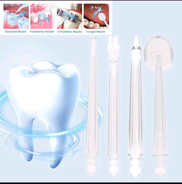 Limited Offer!!! 4 nozzles New Dental Water Jet Irrigator High Frequency Pulse Water Flosser Electric Spray Cleaning Oral 3 Modes Cordless USB Rechargable Teeth Cleaner, 220ML Water Tank/ Braces Ideal