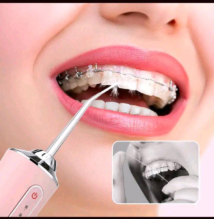 Limited Offer!!! 4 nozzles New Dental Water Jet Irrigator High Frequency Pulse Water Flosser Electric Spray Cleaning Oral 3 Modes Cordless USB Rechargable Teeth Cleaner, 220ML Water Tank/ Braces Ideal