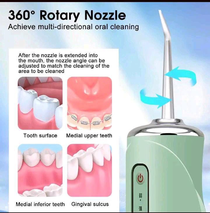 Limited Offer!!! 4 nozzles New Dental Water Jet Irrigator High Frequency Pulse Water Flosser Electric Spray Cleaning Oral 3 Modes Cordless USB Rechargable Teeth Cleaner, 220ML Water Tank/ Braces Ideal