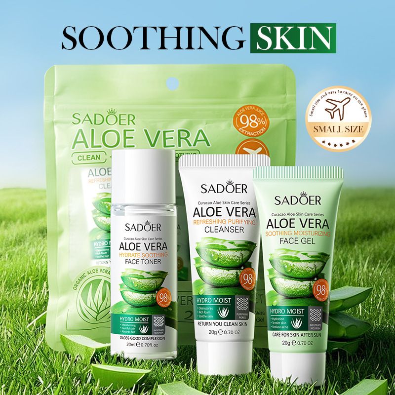 29Pcs Skin Care Set Aloe Facial Cleanser +Aloe Moisturizing lotion + Face Essence +Face Toner Tone+Eye Cream + Masks 20PCS+Lipstick + Hand Cream Gift set+Exfoliating gel+Spray