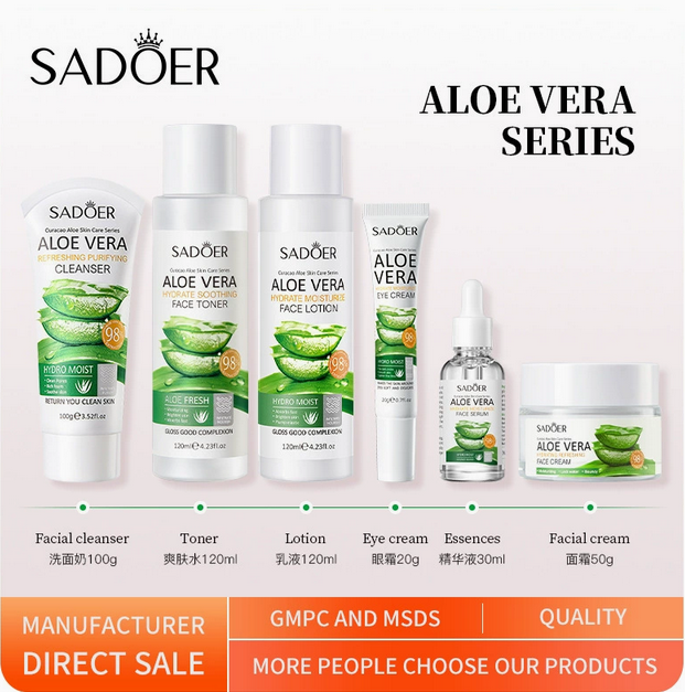 29Pcs Skin Care Set Aloe Facial Cleanser +Aloe Moisturizing lotion + Face Essence +Face Toner Tone+Eye Cream + Masks 20PCS+Lipstick + Hand Cream Gift set+Exfoliating gel+Spray