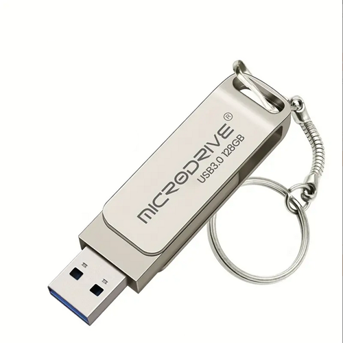 Microdrive USB 3.0 Flash Drive -64GB/128GB/256GB, Type-C, Keychain Flash Drive with Metal Clip, Portable Storage Device, USB Flash Drive