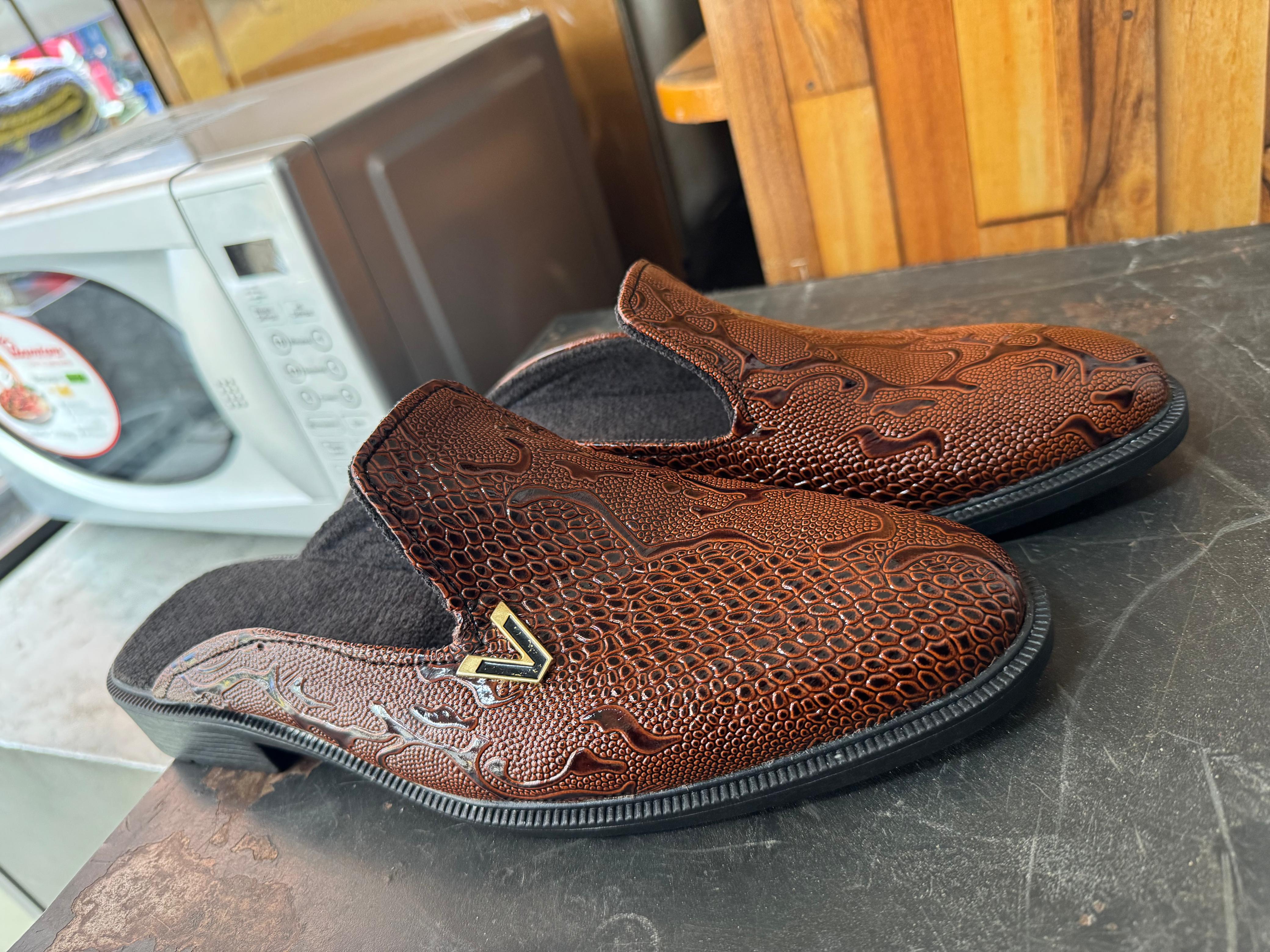 Viper Elite Mules – Brown Leather Mamba Skin Slip-Ons for Office & Weekend (Sizes 39–45)