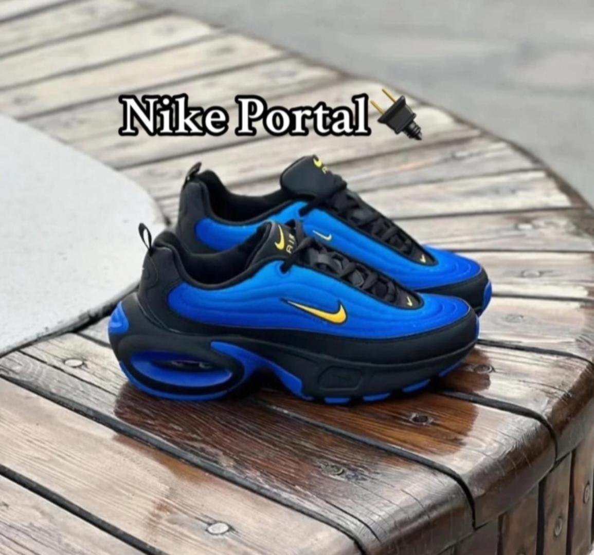 Nike Portal Air Sneakers – Bold Blue & Black | Men's Stylish Running Shoes with Unique Sole Design