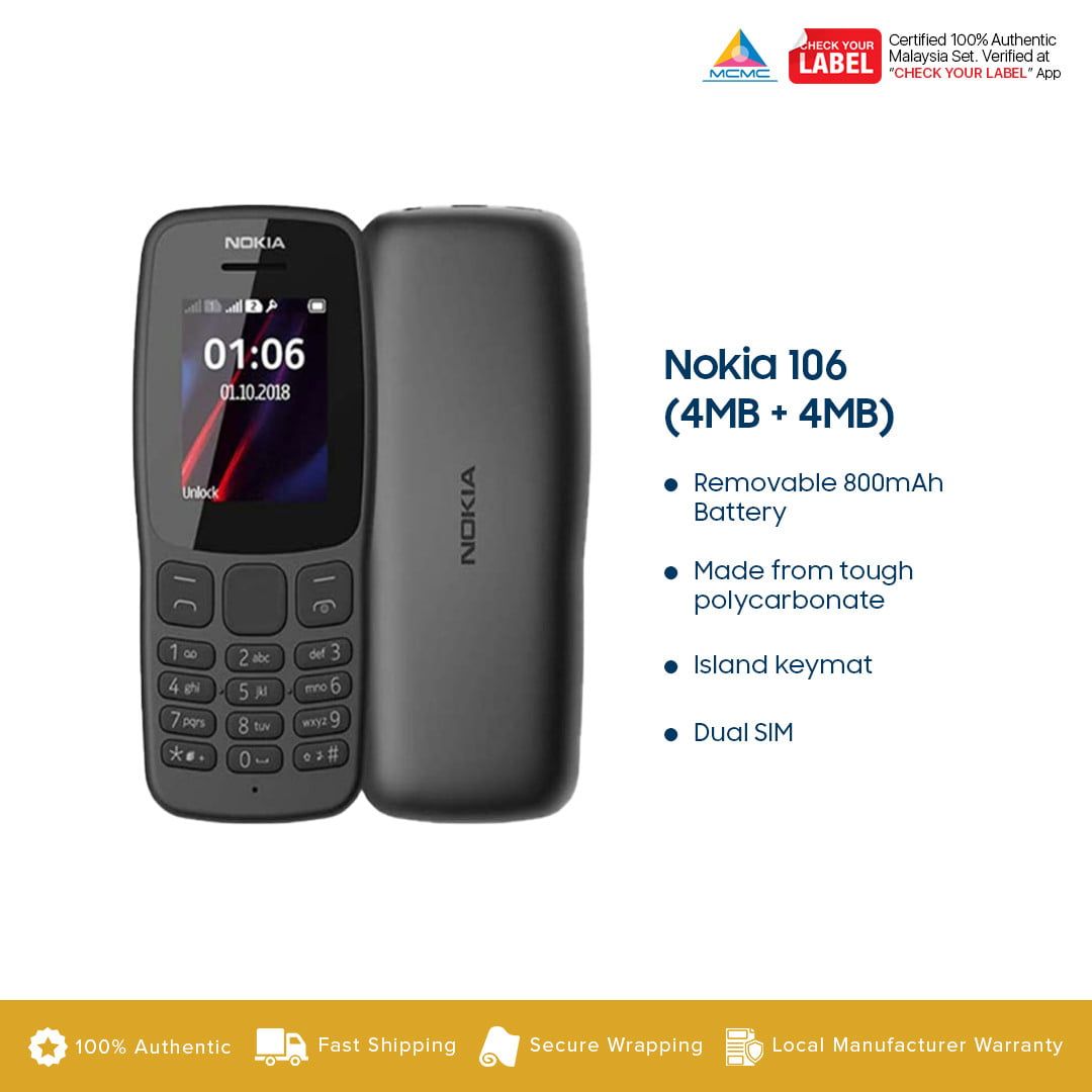 New Original Nokia 106 800 mAh 1.8" Dual SIM Cards Unlocked Cheap Durable Old Phone Classic Feature