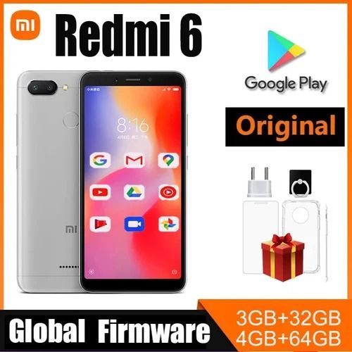 REFURBISHED REDMI 6 DISPLAY 5.45 INCHES REAR CAMERA  12MP + 5MP FRONT CAMERA 5MP 4GB RAM 32GB/64GB ANDROID 8.1 FINGERPRINT UNLOCK WITH FREE CHARGER