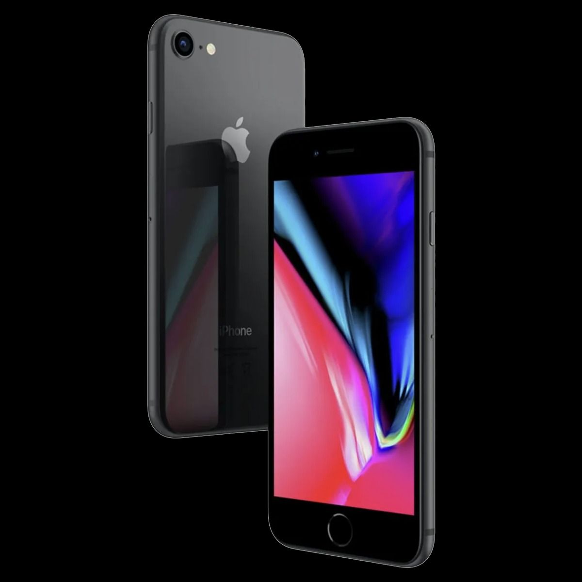 REFURBISHED IPHONE 8 64GB BLACK/RED DUAL BACK CAMERA 12MP+7MP DISPLAY SIZE 4.7 INCHES BATTERY HEALTH 100%