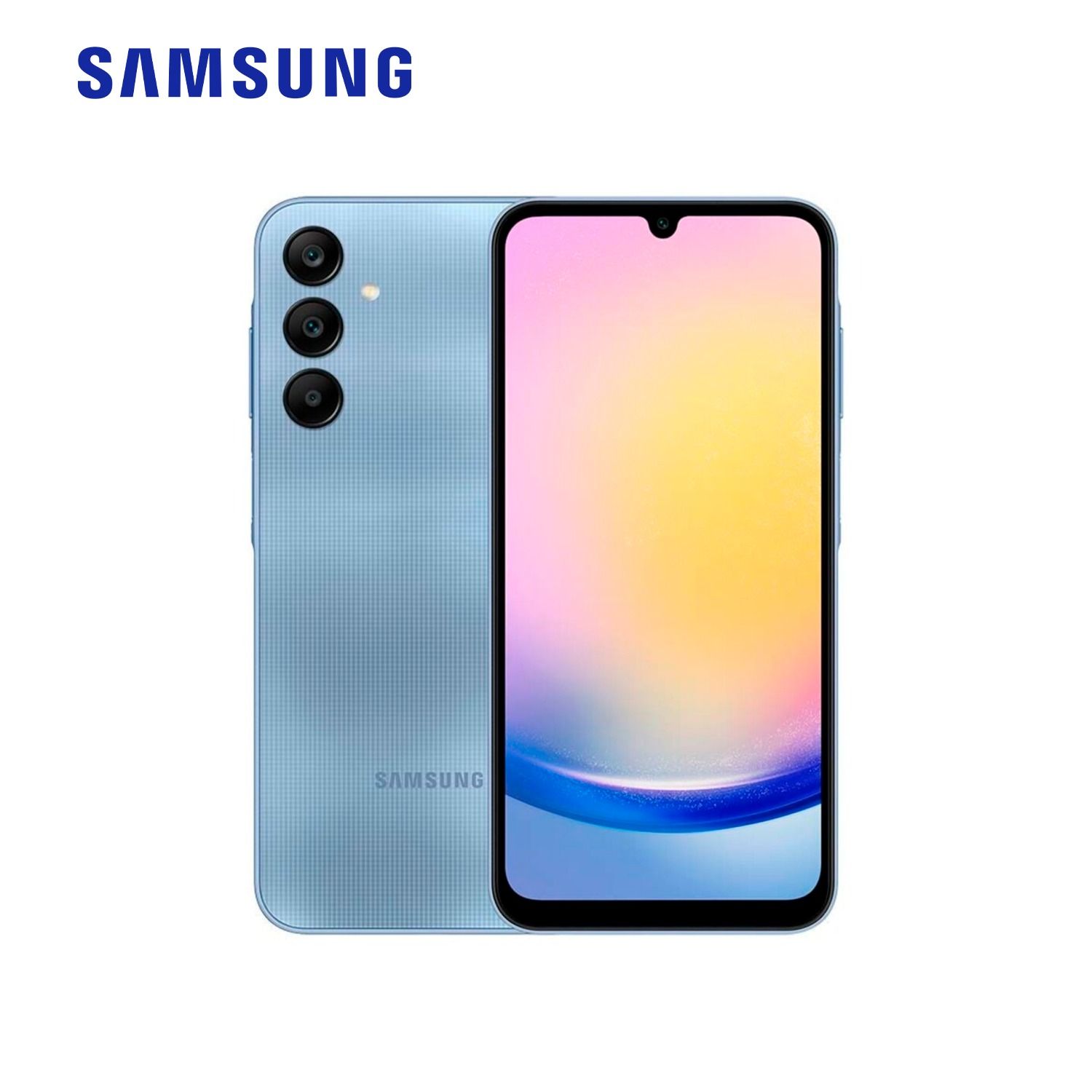 REFURBISHED SAMSUNG A25 5G 128GB ROM 6GB RAM DISPLAY 6.5 INCHES REAR CAMERA  50MP + 8MP + 2MP FRONT CAMERA 13MP BATTERY CAPACITY 5000Mah ANDROID 15 BLUE/WHITE