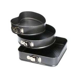 3Pcs Non Stick Cake Tray Mould Into Round, Heart, Square Set.