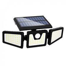 Solar Lights Outdoor Indoor - LED Solar Motion Sensor Lights 3 Adjustable Heads 270° Wide Angle: Security Flood Light IP65 Waterproof Solar Powered Wall Lights with Remote Control