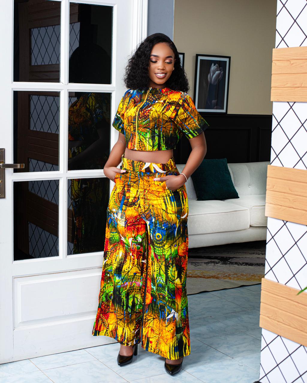 Stunning Ankara Crop Top and Pants Set