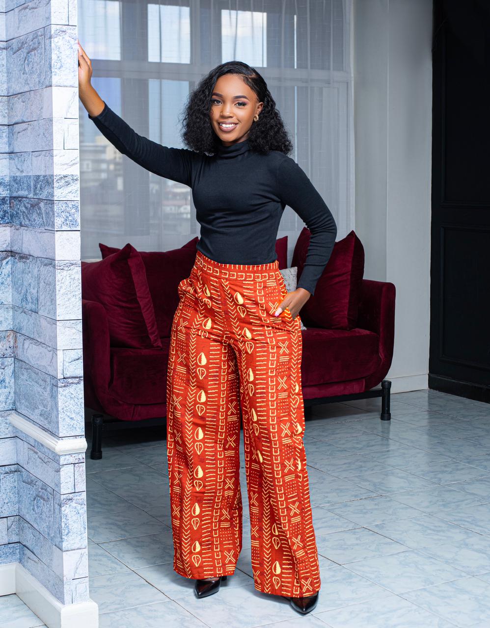 Fashion wideleg ankara cotton pallazo pants