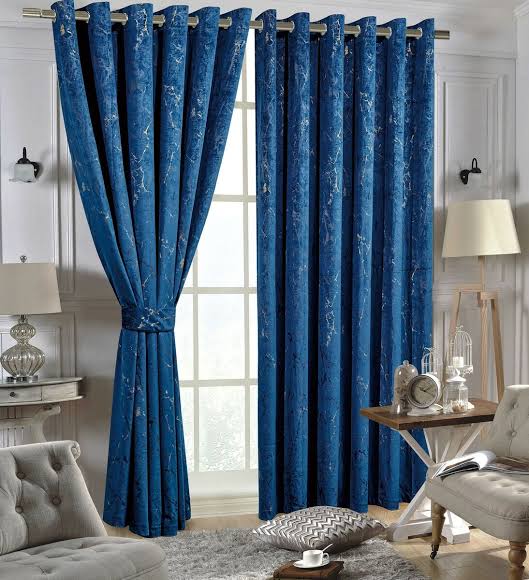 {Clearance Sale}  Blackout Crushed Velvet Curtains Eyelet Ring Top Marble Pair Curtains