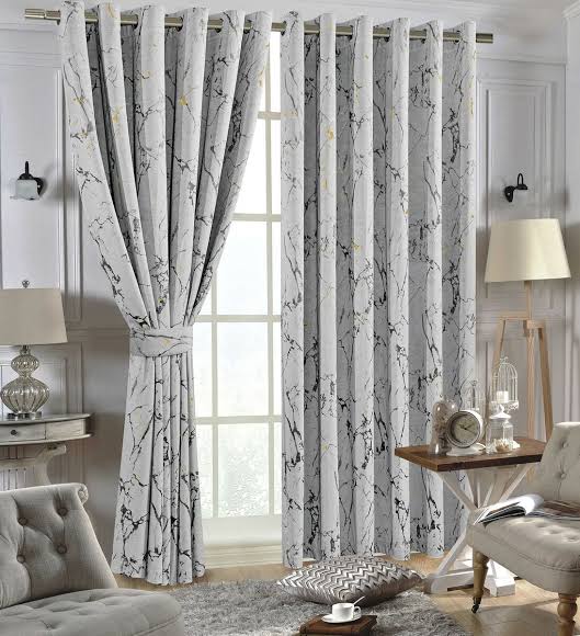 {Clearance Sale}  Blackout Crushed Velvet Curtains Eyelet Ring Top Marble Pair Curtains