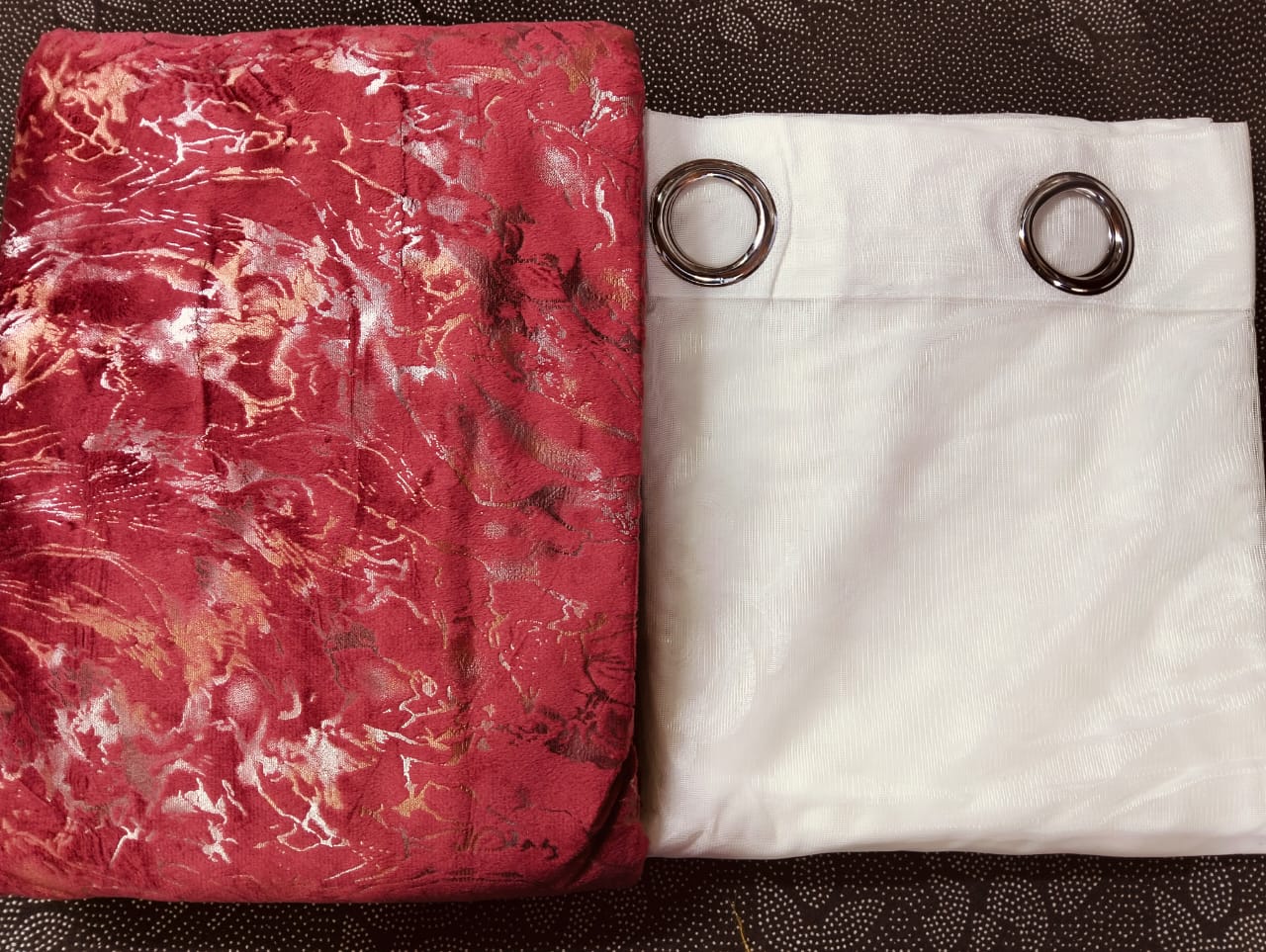 {Clearance Sale}  Blackout Crushed Velvet Curtains Eyelet Ring Top Marble Pair Curtains