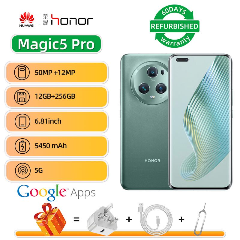 Refurbished phone Honor Magic5 Pro 5G 6.81-inch screen CPU Qualcomm Snapdragon 8 Gen2 50MP camera 5450mAh battery used phone