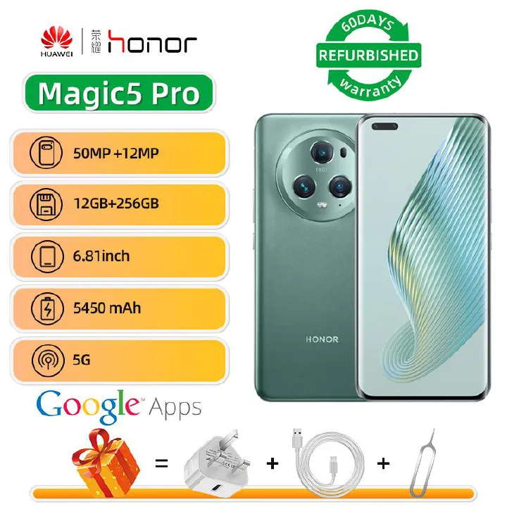 Refurbished phone Honor Magic5 Pro 5G 6.81-inch screen CPU Qualcomm Snapdragon 8 Gen2 50MP camera 5450mAh battery used phone