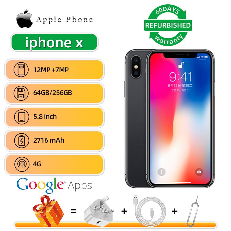 Refurbished phone iphone X Original 256G Mobile Phone smart phones 5.8inch Dual SIM