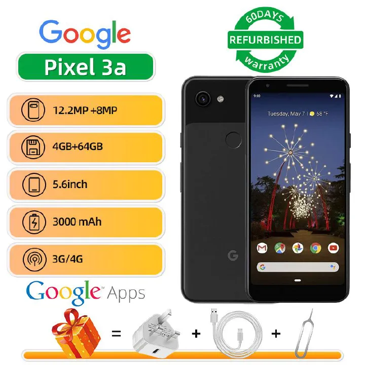 Refurbished Google Pixel 3a 4G 5.6-inch Screen CPU Qualcomm Snapdragon 670 3000mAh Battery Mobile Phone