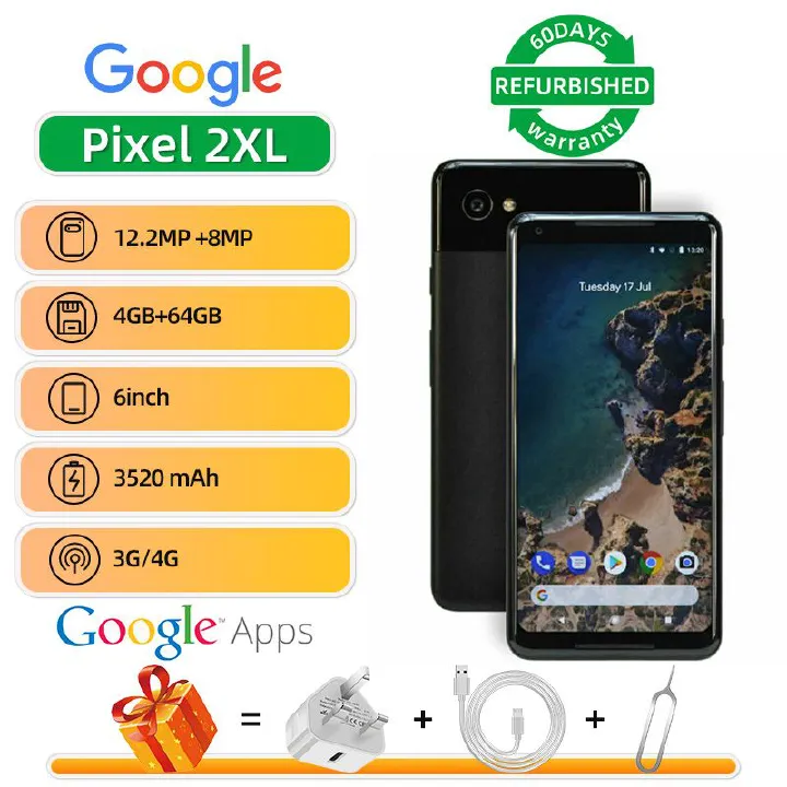 Refurbished Google Pixel 2 XL4G 6-inch Screen CPU Qualcomm Snapdragon 835 3520mAh Battery Mobile Phone