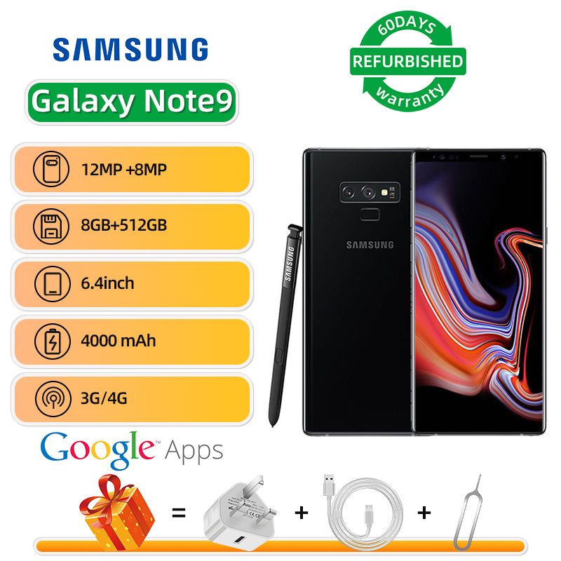 Refurbished Samsung GALAXY Note 9 4G 6.4-inch Screen CPU Qualcomm Snapdragon 845 12MP Camera 4000mAh Battery Phone