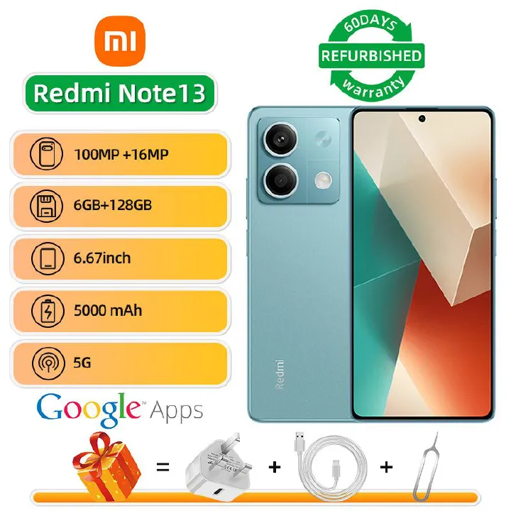 Refurbished Redmi Note 13 5G 6.67-inch screen CPU MediaTek Dimensity 6080 100MP camera 5000mAh battery smartphone
