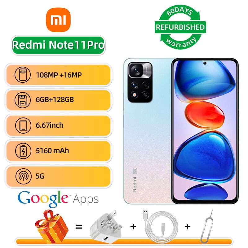 Refurbished Xiaomi Redmi Note 11 Pro 5G 6.67-inch screen CPU MediaTek Dimensity 920 108MP camera 5160mAh battery smartphone