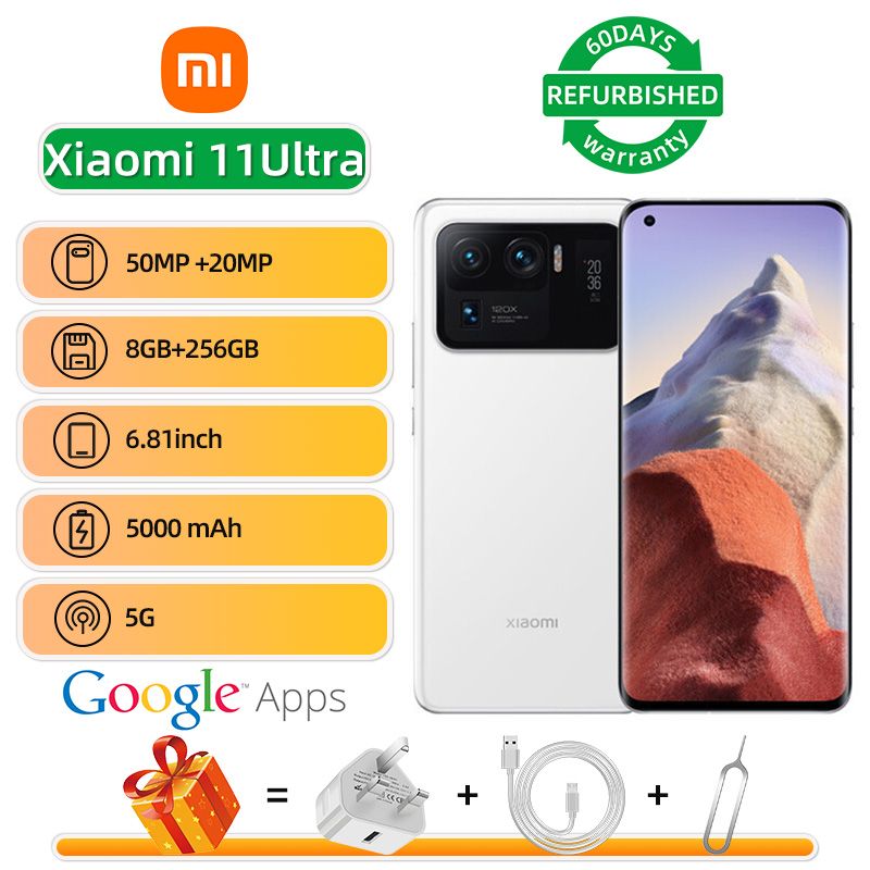 Refurbished Xiaomi 11 Ultra 5G 6.81-inch Screen CPU Qualcomm Snapdragon 888 50MP Camera 5000mAh Battery Smartphone
