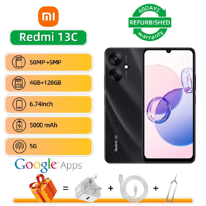 Refurbished phone Redmi 13C 5G 6.74-inch screen CPU MediaTek Dimensity 6100+ 50MP camera 5000mAh battery used  phone