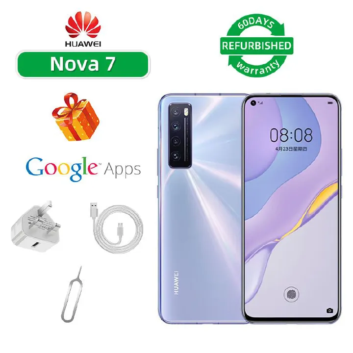 Refurbished Huawei Nova 7 5G CPU HiSilicon Kirin 985 6.53-inch screen 64MP camera 4000mAh battery smartphone