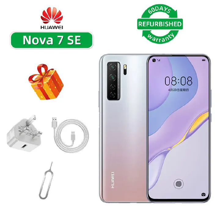 Refurbished Huawei Nova 7 SE 5G CPU HiSilicon Kirin 820 6.5-inch screen 64MP camera 4000mAh battery smartphone