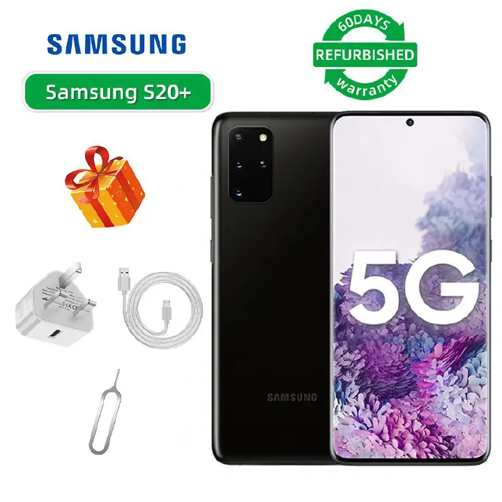 Refurbished Samsung Galaxy S20+ 5G 6.7-inch Screen CPU Qualcomm Snapdragon 865 64MP Camera 4500mAh Battery Mobile Phone