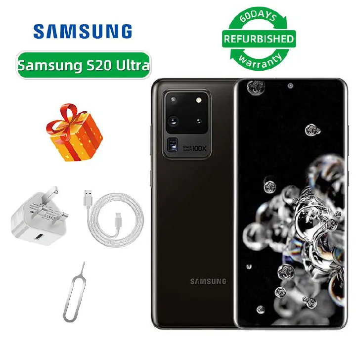 Refurbished Samsung Galaxy S20 Ultra 5G 6.9-inch Screen CPU Qualcomm Snapdragon 865 108MP Camera 5000mAh Battery Mobile Phone