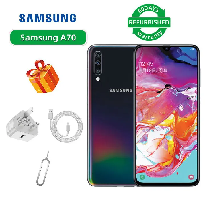 Refurbished Samsung Galaxy A70 4G 6.7-inch Screen CPU Qualcomm Snapdragon 675 32MP Camera 4500mAh Battery Mobile Phone