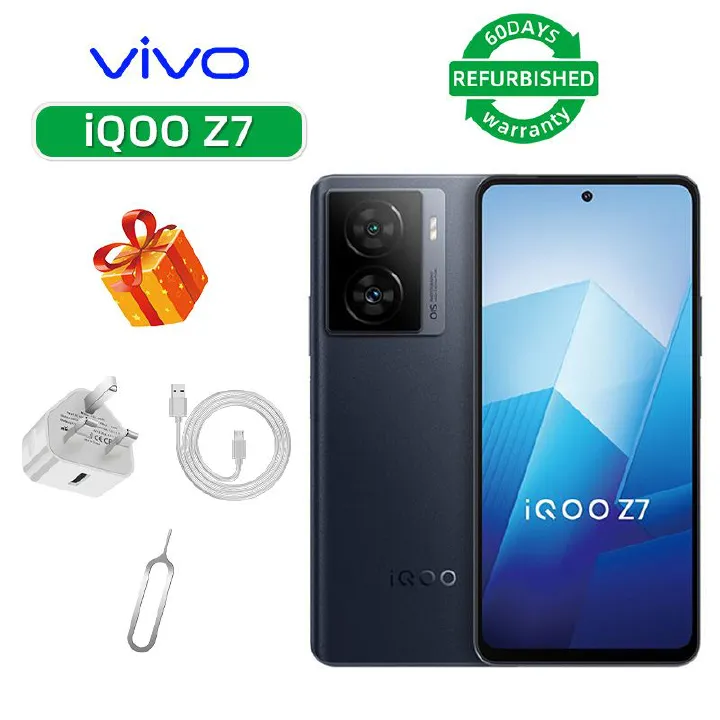 Refurbished iQOO Z7 5G 6.64-inch LCD Screen CPU Qualcomm Snapdragon 782G 64MP Camera 5000mAh Battery Smart Second Hand Phone