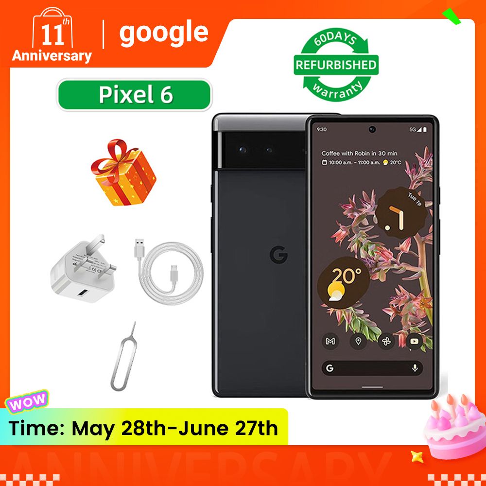 Refurbished Google Pixel 6 5G 6.4-inch Screen CPU Google Tensor 50MP 4614mAh Battery Mobile Phone