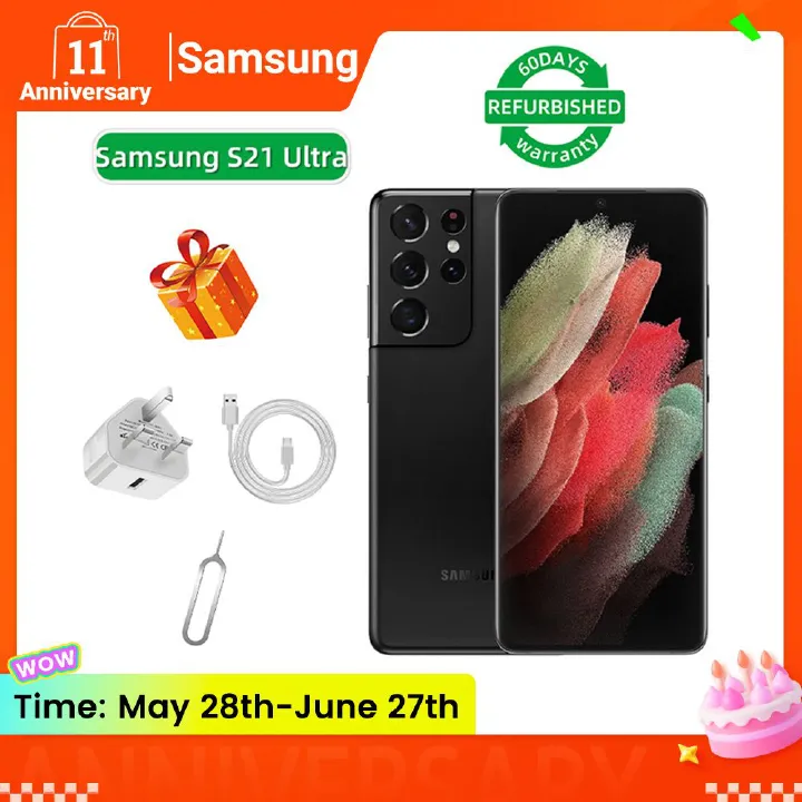 Refurbished Samsung Galaxy S21 Ultra 5G 6.8-inch Screen CPU Qualcomm Snapdragon 888 108MP Camera 5000mAh Battery Mobile Phone