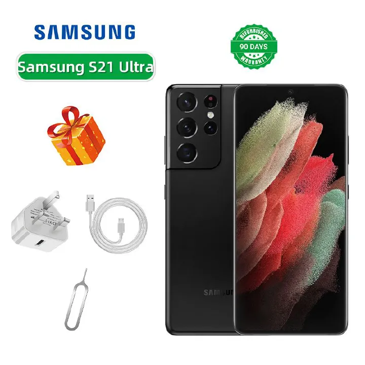 Refurbished Samsung Galaxy S21 Ultra 5G 6.8-inch Screen CPU Qualcomm Snapdragon 888 108MP Camera 5000mAh Battery Mobile Phone