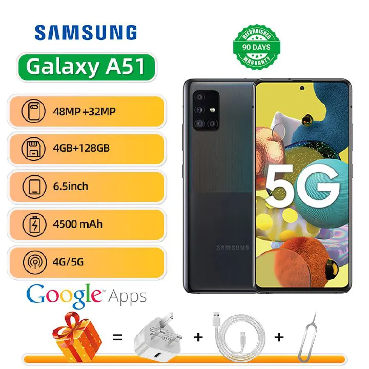 Refurbished Samsung Galaxy A51 5G 6.5-inch Screen CPU Samsung Exynos 980 48MP Camera 4500mAh Battery Mobile Phone