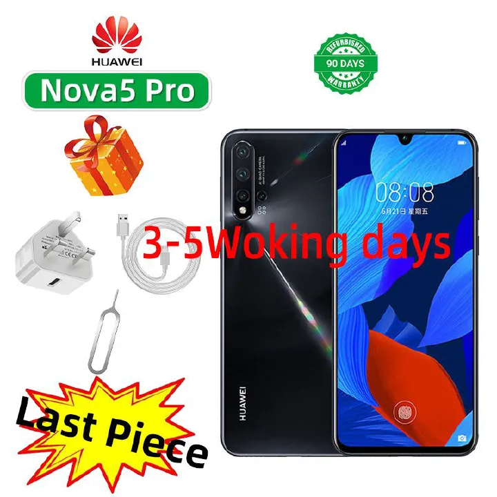 Refurbished phone huawei nova 5 pro Original 8+128GB No fingerprints Mobile Phone smart phones 6.39inch Dual SIM