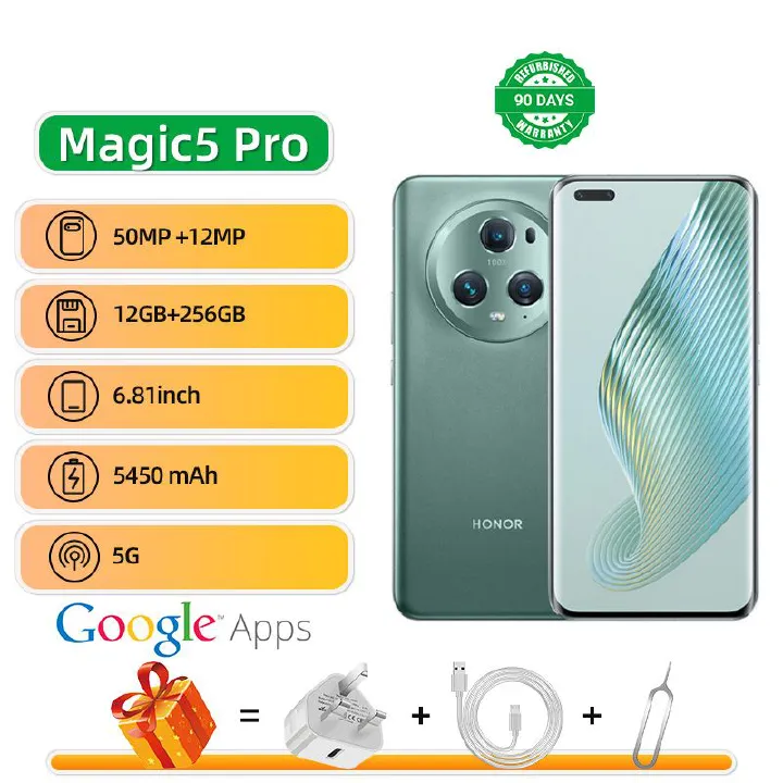 Refurbished phone Honor Magic5 Pro 5G 6.81-inch screen CPU Qualcomm Snapdragon 8 Gen2 50MP camera 5450mAh battery used phone