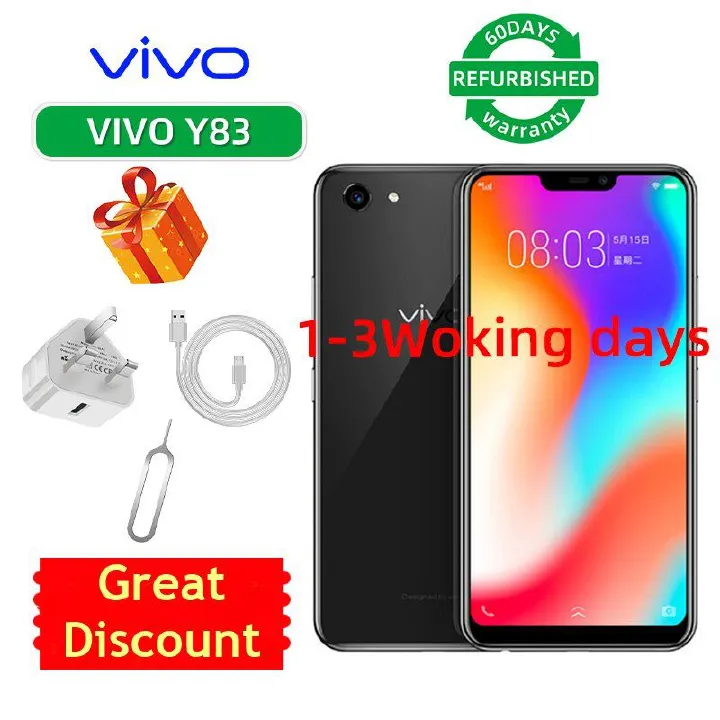 Refurbished vivo Y83 4G 6.22-inch TFT screen CPU MediaTek Helio P22 (MT6762) 13MP camera 3260mAh rechargeable smartphone