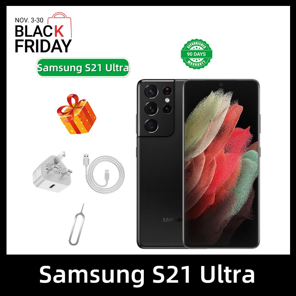 Refurbished Samsung Galaxy S21 Ultra 5G 6.8-inch Screen CPU Qualcomm Snapdragon 888 108MP Camera 5000mAh Battery Mobile Phone